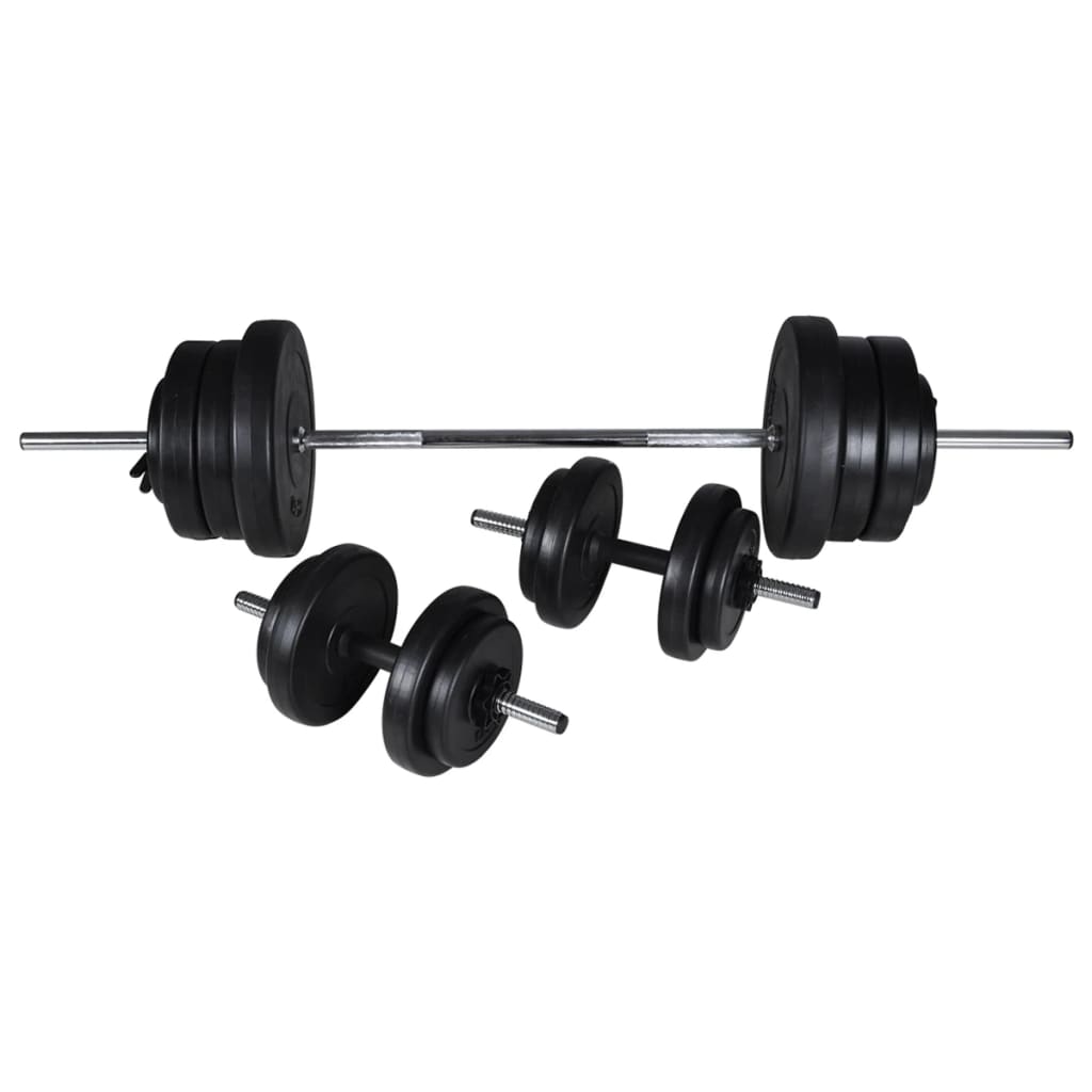 vidaXL Hantelbank mit Ablage, Langhantel und Kurzhantel Set 60,5 kg