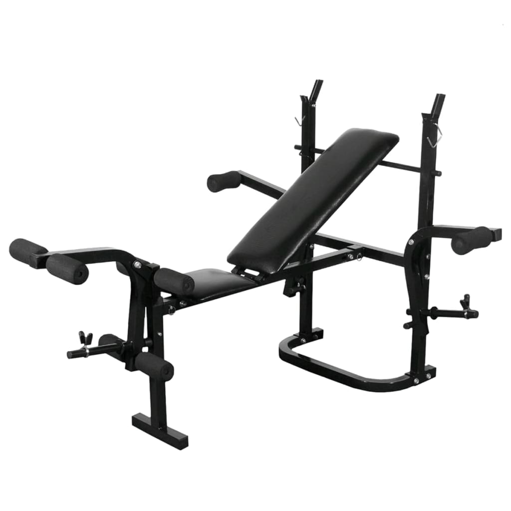 vidaXL Trainingsbank mit Ablage, Langhantel und Kurzhantel Set 60,5 kg