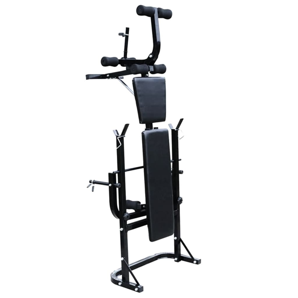 vidaXL Trainingsbank mit Ablage, Langhantel und Kurzhantel Set 60,5 kg