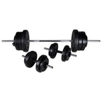 vidaXL Trainingsbank mit Ablage, Langhantel und Kurzhantel Set 60,5 kg