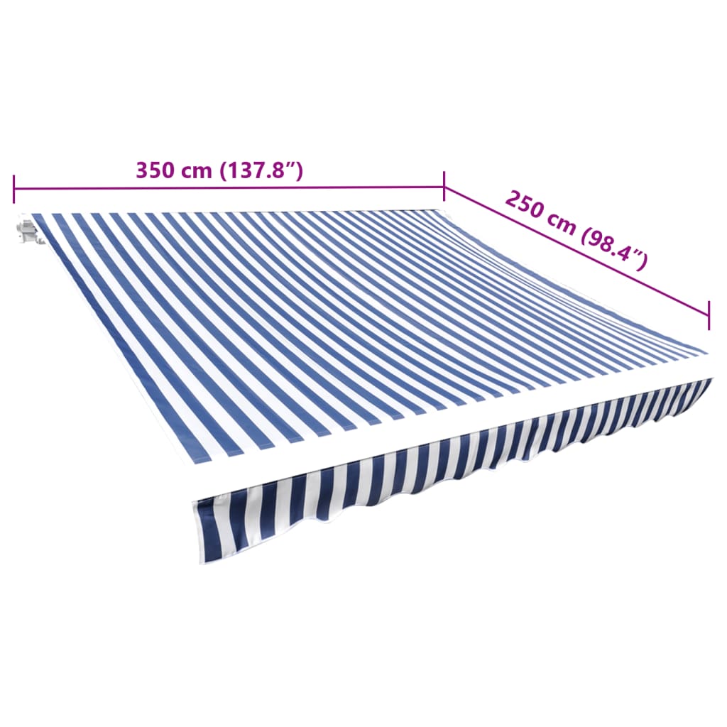 vidaXL Markisenbespannung Canvas Blau & Weiß 3,5x2,5 m
