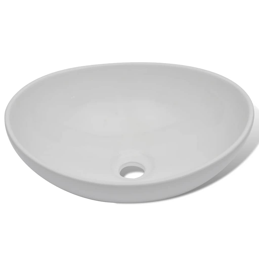 vidaXL Keramik Waschbecken 40 x 33 cm Oval Weiß