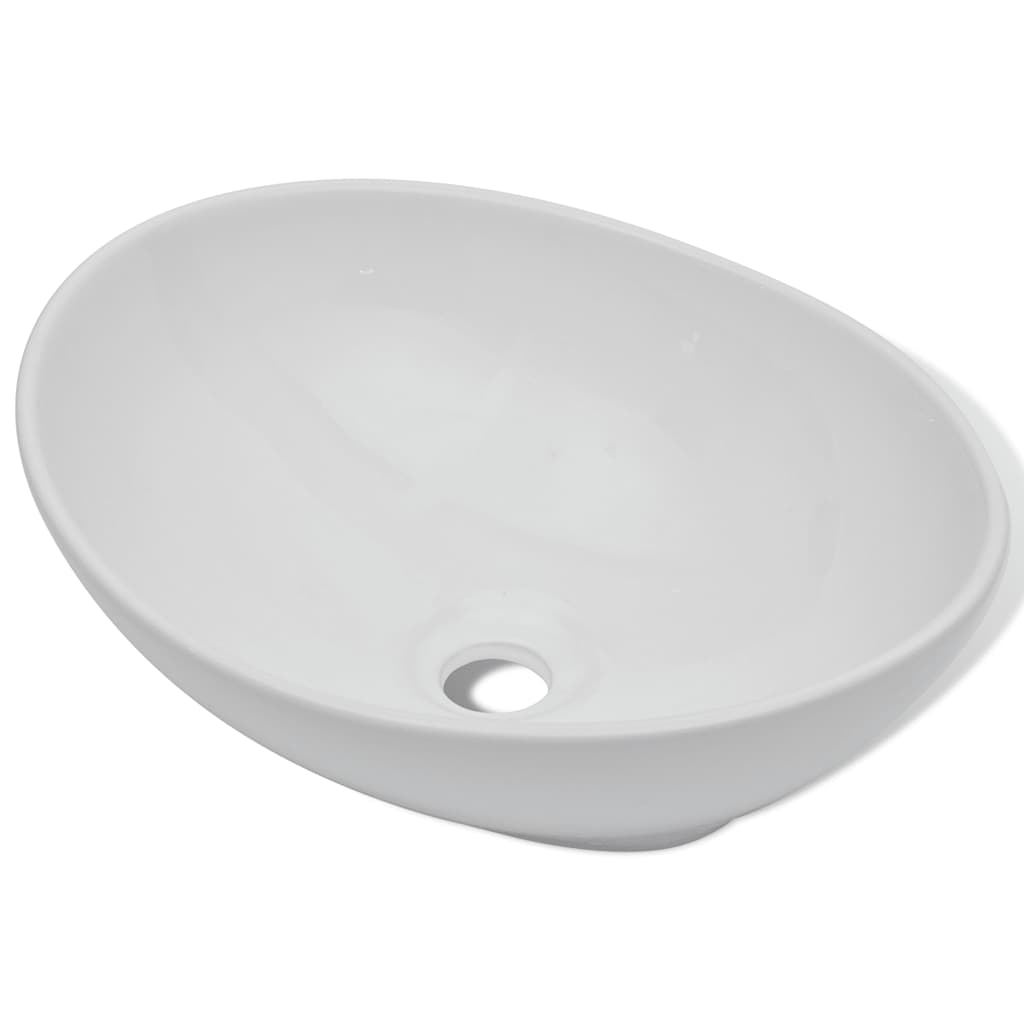 vidaXL Keramik Waschbecken 40 x 33 cm Oval Weiß