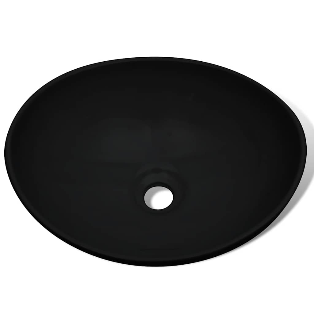 vidaXL Keramik Waschbecken 40 x 33 cm Schwarz