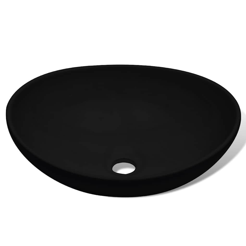 vidaXL Keramik Waschbecken 40 x 33 cm Schwarz