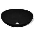 vidaXL Keramik Waschbecken 40 x 33 cm Schwarz