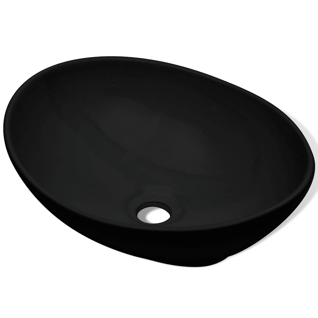vidaXL Keramik Waschbecken 40 x 33 cm Schwarz