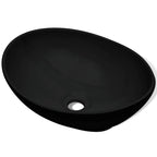 vidaXL Keramik Waschbecken 40 x 33 cm Schwarz