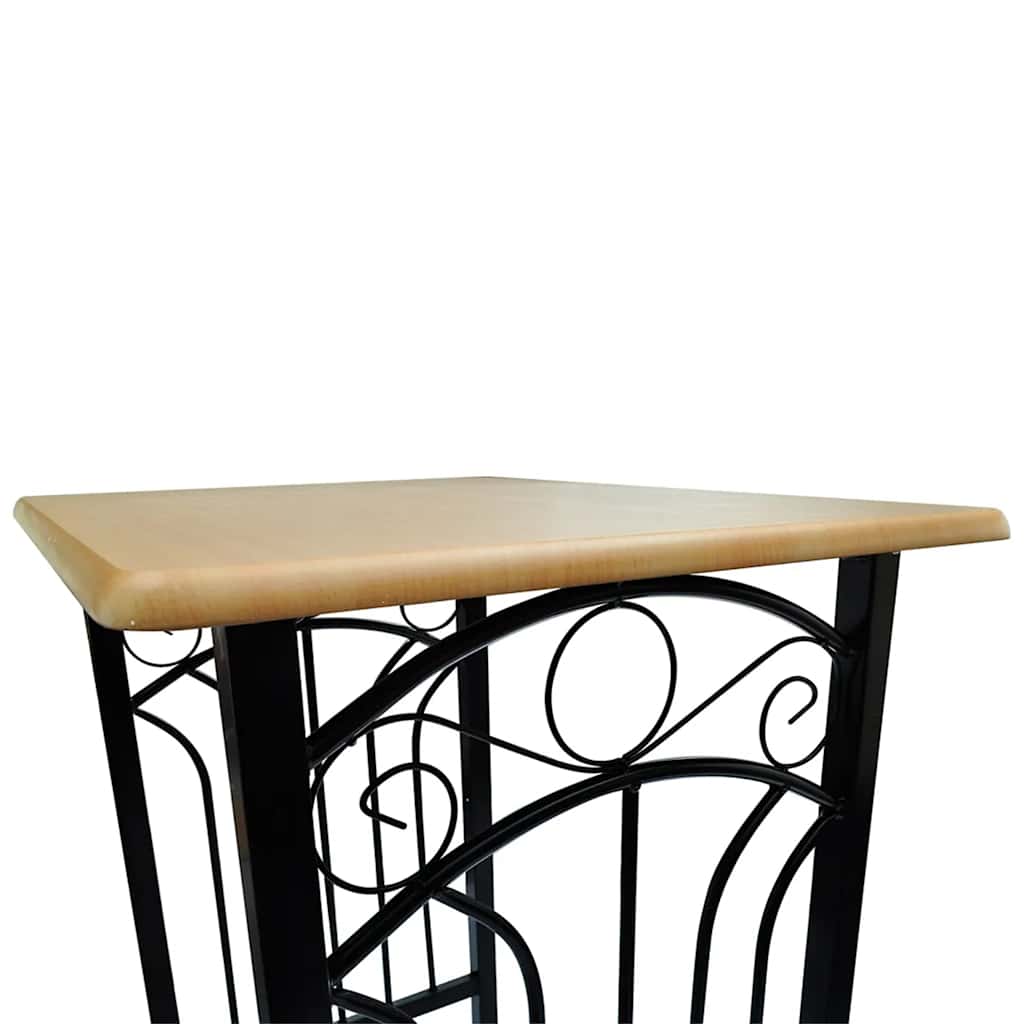 vidaXL Bartisch- und Hocker-Set 3-tlg. Holz und Stahl