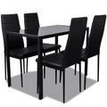 vidaXL Essgruppe Tisch Stühle 5-tlg. Kunstleder Schwarz