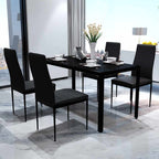 vidaXL Essgruppe Tisch Stühle 5-tlg. Kunstleder Schwarz