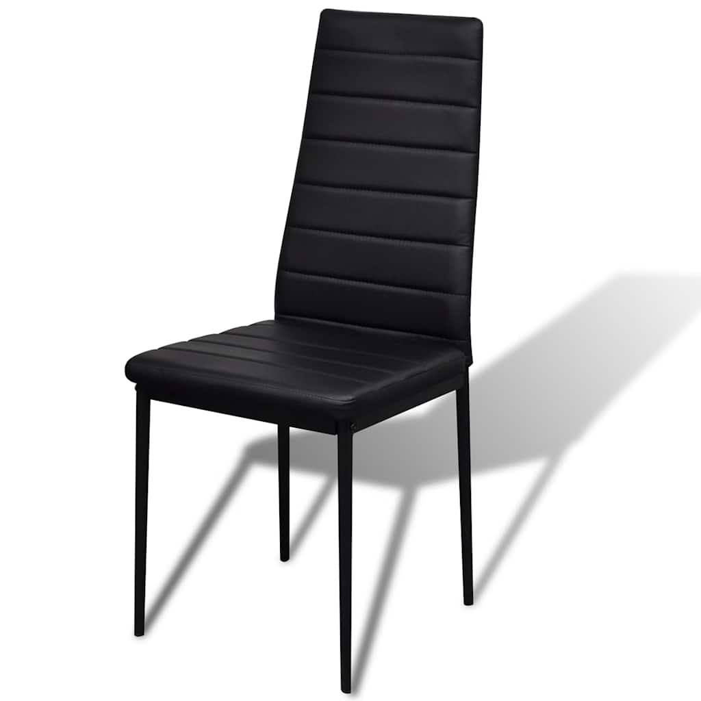 vidaXL Essgruppe Tisch Stühle 5-tlg. Kunstleder Schwarz