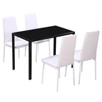 vidaXL Essgruppe Tisch Stühle 5-tlg. Kunstleder Schwarz und Weiß
