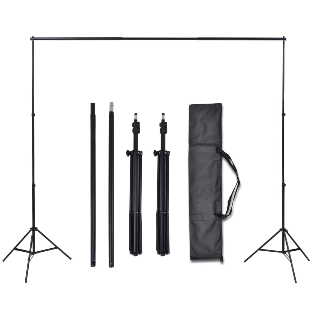 vidaXL Fotostudio Set 3 Baumwolle-Hintergründe Rahmen verstellbar 3x5m