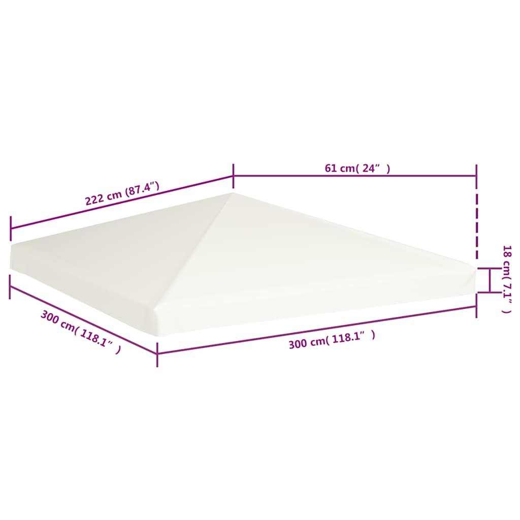 vidaXL Pavillondach 310 g/m² 3x3 m Cremeweiß