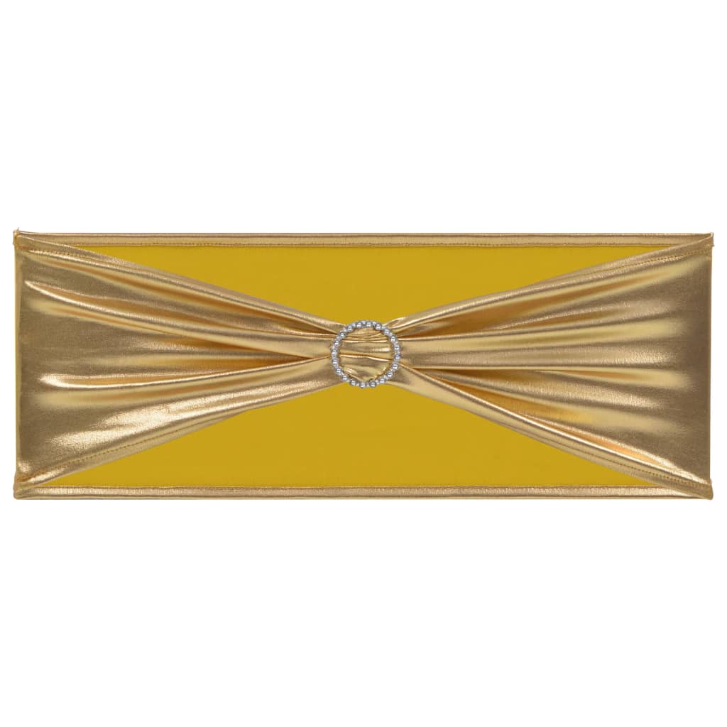 vidaXL 25 Stk. Dehnbare Stuhlbänder mit Diamantenschnalle Golden
