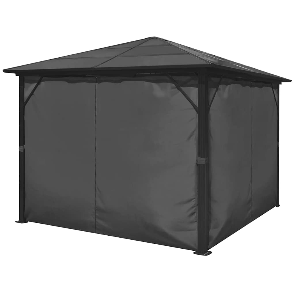 vidaXL Pavillon mit Vorhängen Anthrazit Aluminium 300 x 300 cm