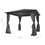 vidaXL Pavillon mit Vorhängen Anthrazit Aluminium 300 x 300 cm
