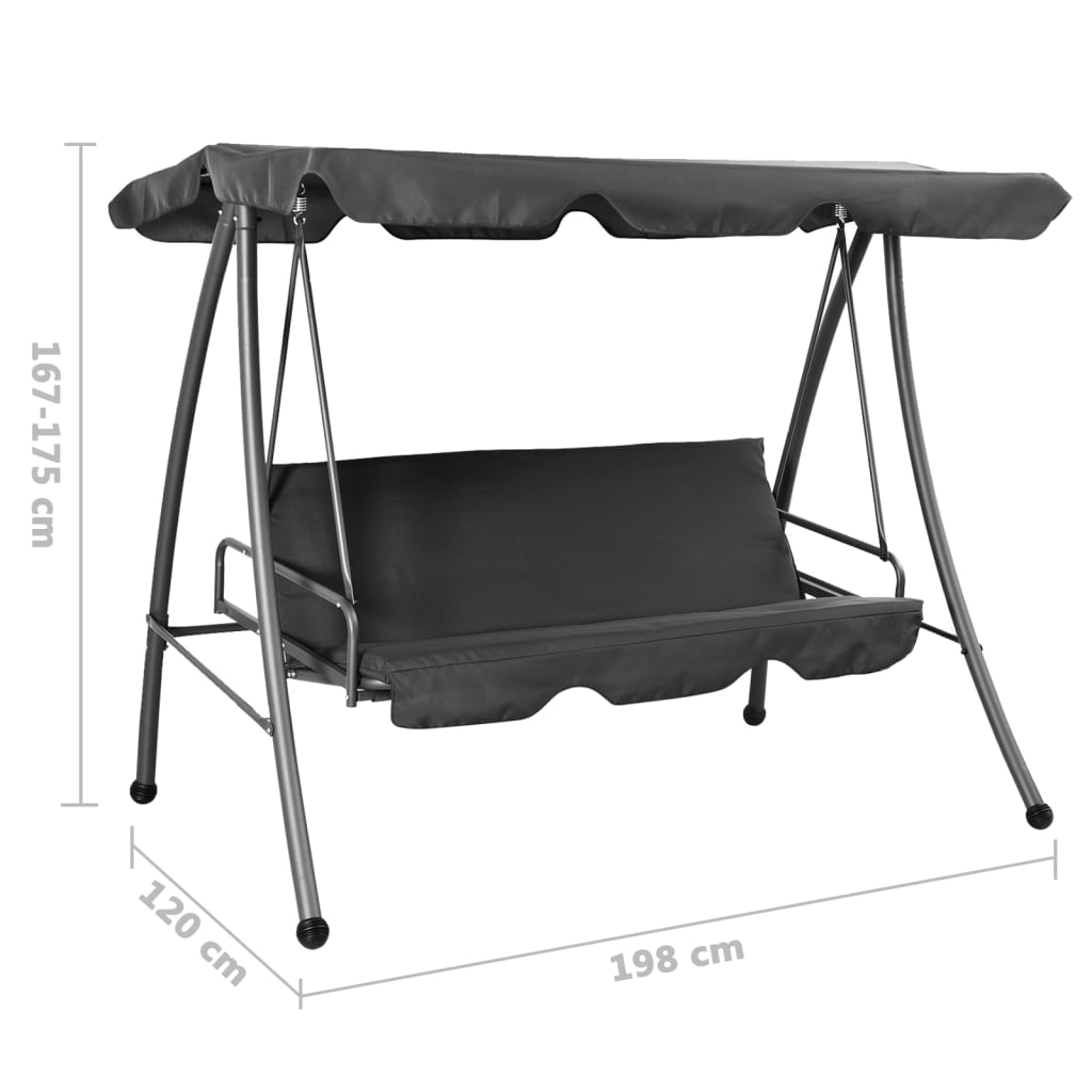 vidaXL Hollywoodschaukel mit Dach Anthrazit 192×118×175 cm Stahl