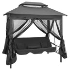 vidaXL Gartenschaukel mit Bettfunktion und Dach 220×160×240 cm Stahl