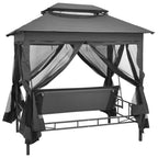 vidaXL Gartenschaukel mit Bettfunktion und Dach 220×160×240 cm Stahl