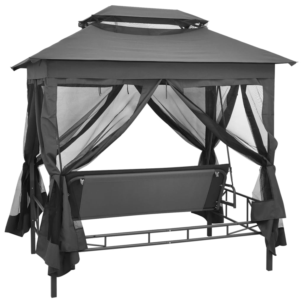 vidaXL Gartenschaukel mit Bettfunktion und Dach 220×160×240 cm Stahl