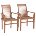 vidaXL Esszimmerstühle Stapelbar 2 Stk. Massivholz Teak