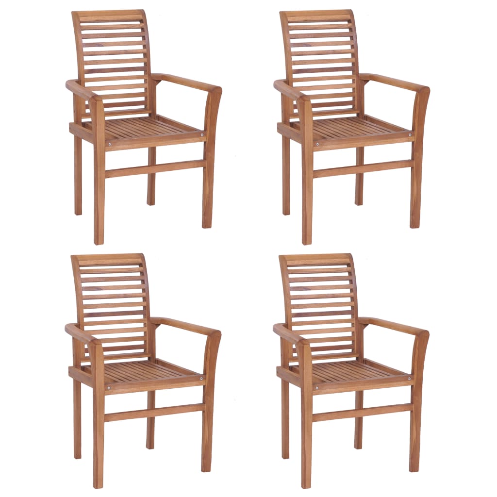 vidaXL Essstühle 4 Stk. Stapelbar Massivholz Teak