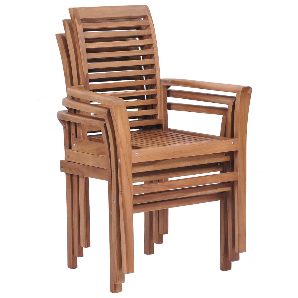 vidaXL Essstühle 4 Stk. Stapelbar Massivholz Teak