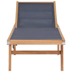 vidaXL Sonnenliege Klappbar mit Rädern Teak Massivholz und Textilene