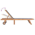 vidaXL Sonnenliege Klappbar mit Rädern Teak Massivholz und Textilene