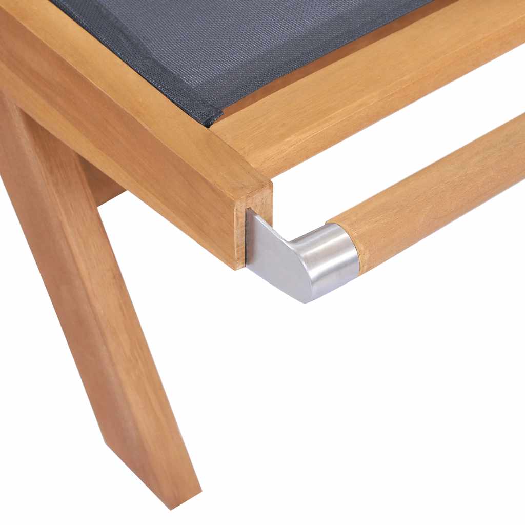 vidaXL Sonnenliege Klappbar mit Rädern Teak Massivholz und Textilene