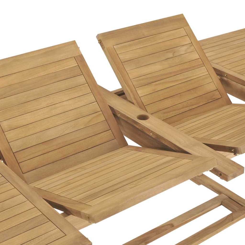 vidaXL Garten-Ausziehtisch 180-280x100x75 cm Massivholz Teak