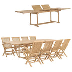 vidaXL 9-tlg. Garten-Essgruppe 180-280 x 100 x 75 cm Teak Massivholz