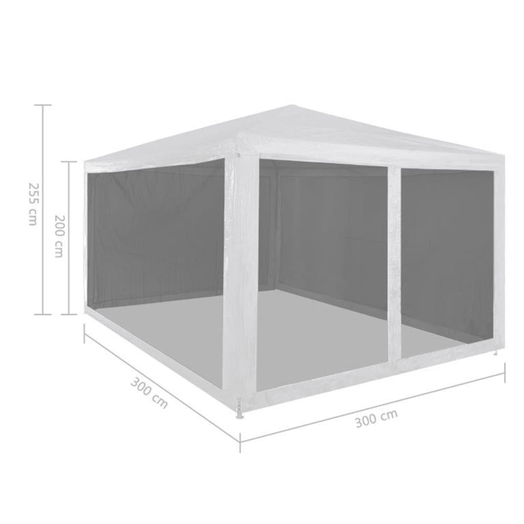 vidaXL Partyzelt mit 4 Mesh-Seitenwänden 3 x 3 m