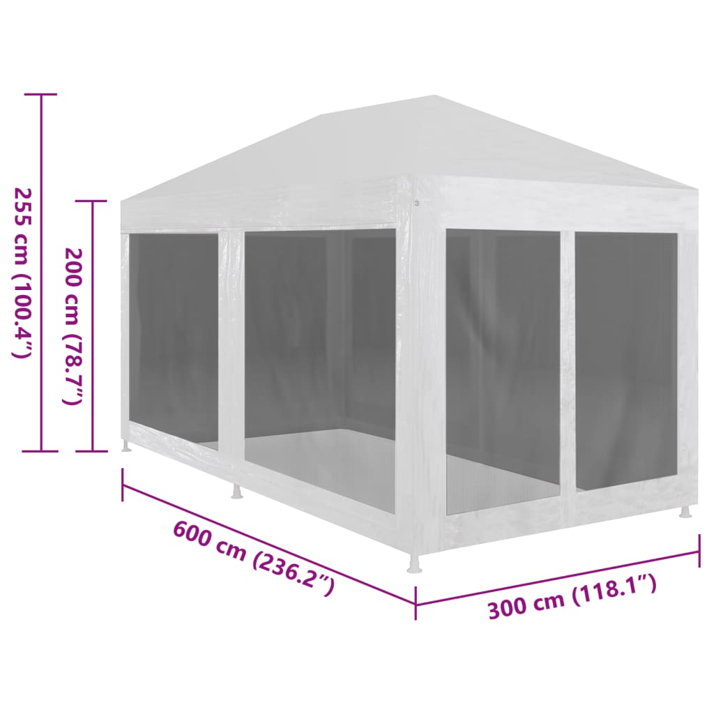 vidaXL Partyzelt mit 6 Mesh-Seitenwänden 6 x 3 m