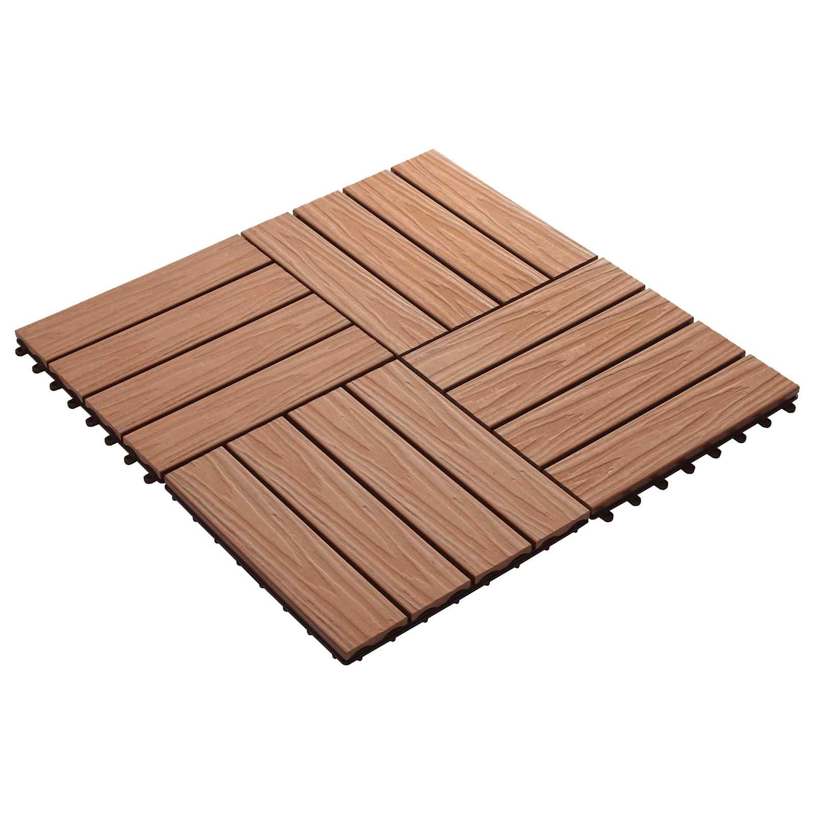 vidaXL Terrassenfliese 3D-Design 11 pcs Hellbraun 30 x 30 cm WPC