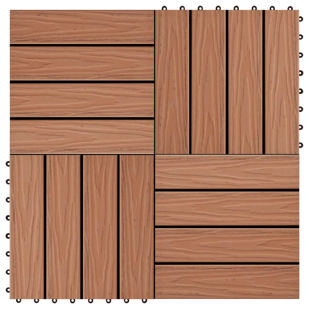 vidaXL Terrassenfliese 3D-Design 11 pcs Hellbraun 30 x 30 cm WPC