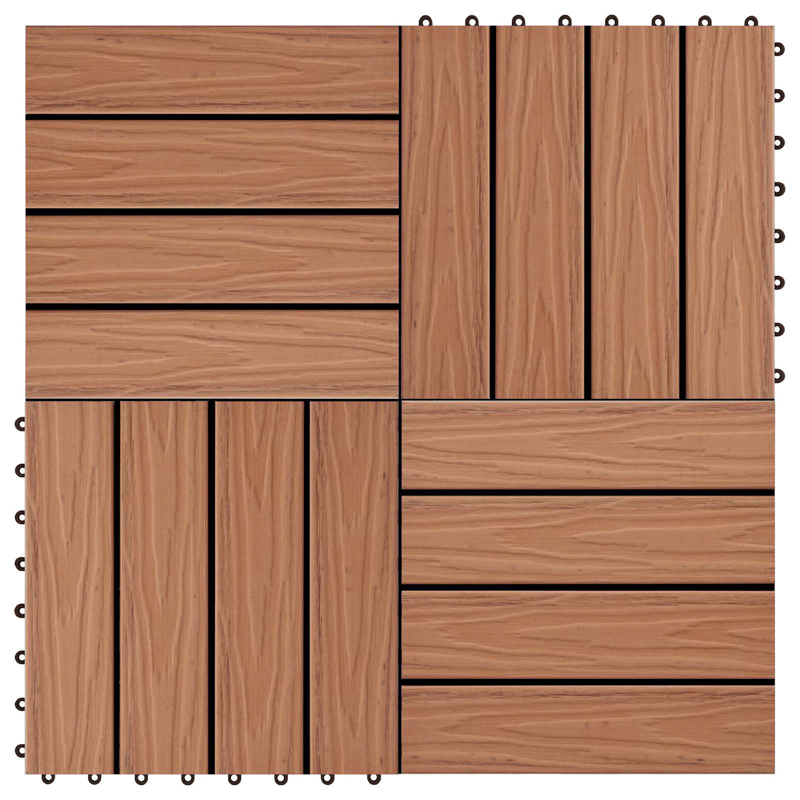 vidaXL Terrassenfliese 3D-Design 11 pcs Hellbraun 30 x 30 cm WPC