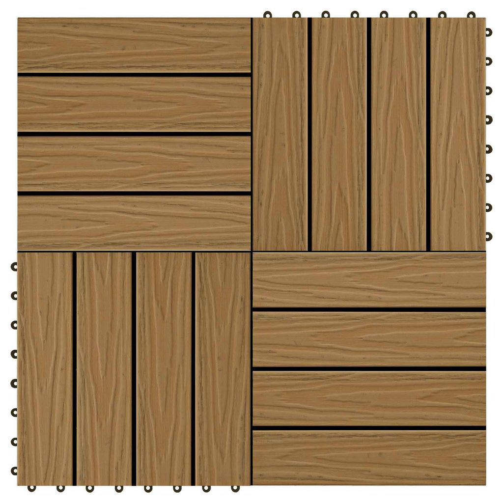 vidaXL Terrassenfliese 3D-Design 11 pcs Teak 30 x 30 cm WPC