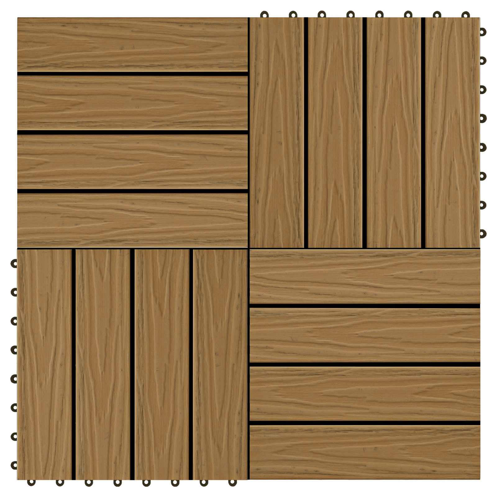 vidaXL Terrassenfliese 3D-Design 11 pcs Teak 30 x 30 cm WPC