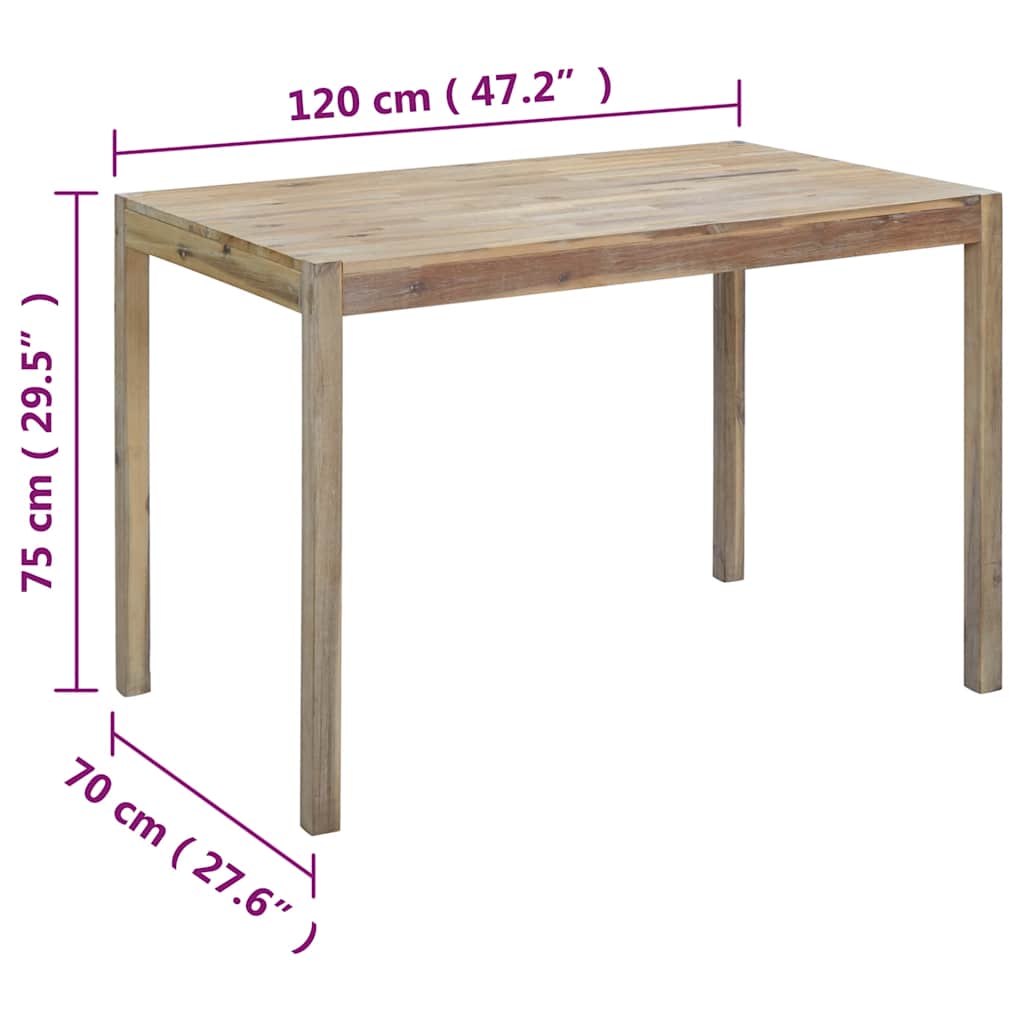 vidaXL Esszimmertisch 120x70x75 cm Akazie Massivholz
