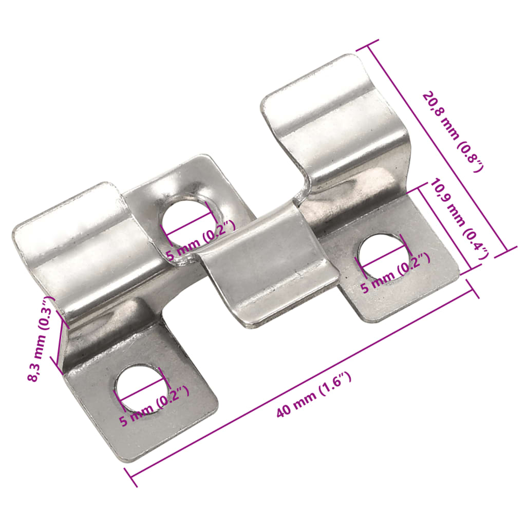 vidaXL 100 Stk. Deckclips mit 200 Schrauben Edelstahl