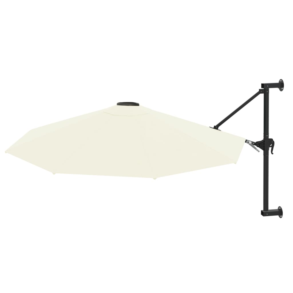 vidaXL Sonnenschirm zur Wandmontage mit Metall-Mast 300 cm Sandweiß