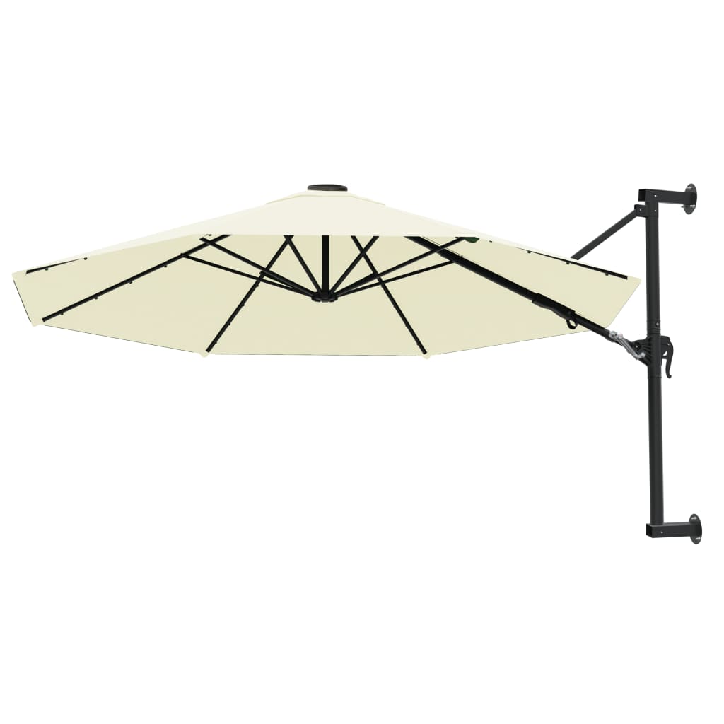 vidaXL Sonnenschirm zur Wandmontage mit Metall-Mast 300 cm Sandweiß
