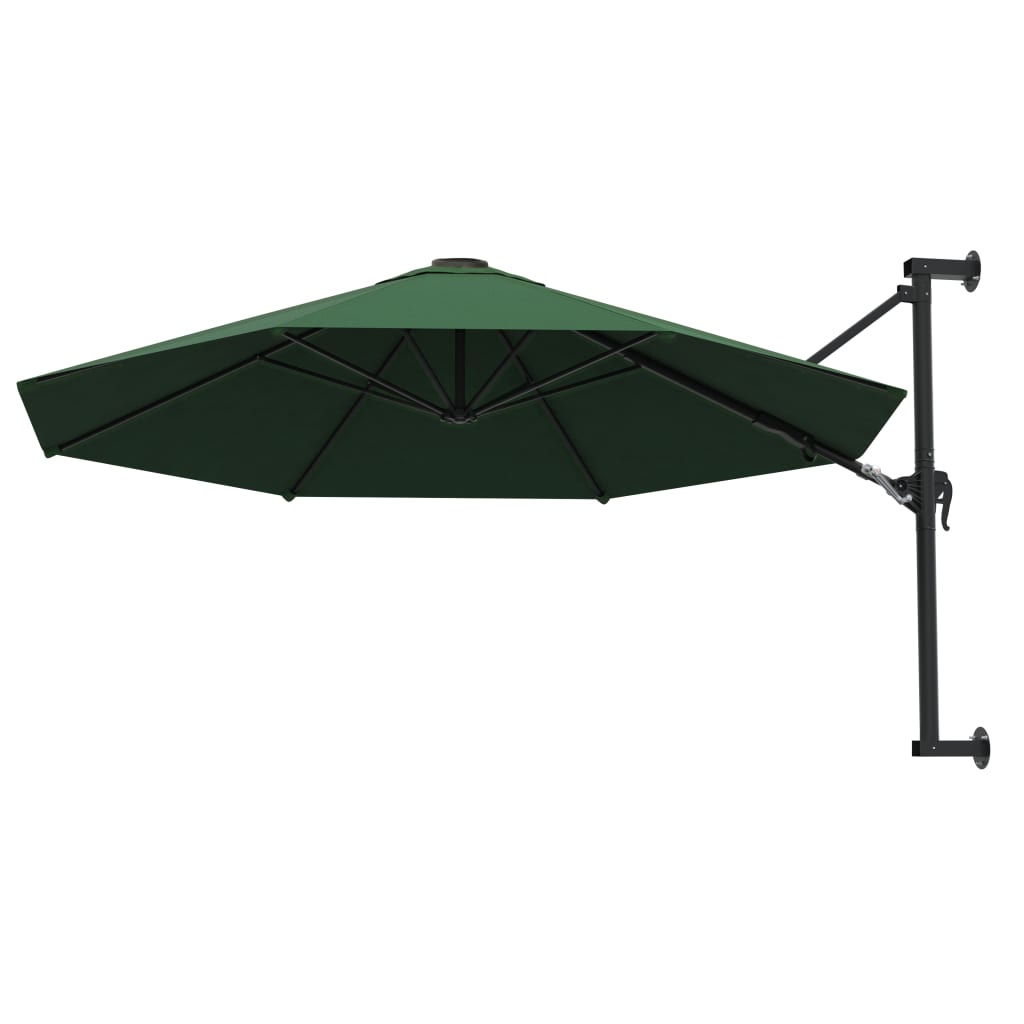 vidaXL Sonnenschirm zur Wandmontage mit Metall-Mast 300 cm Grün