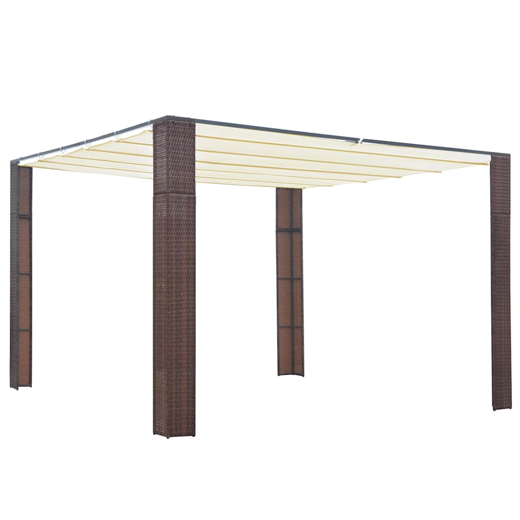vidaXL Pavillon mit Dach Poly Rattan 300x300x220 cm Braun und Creme