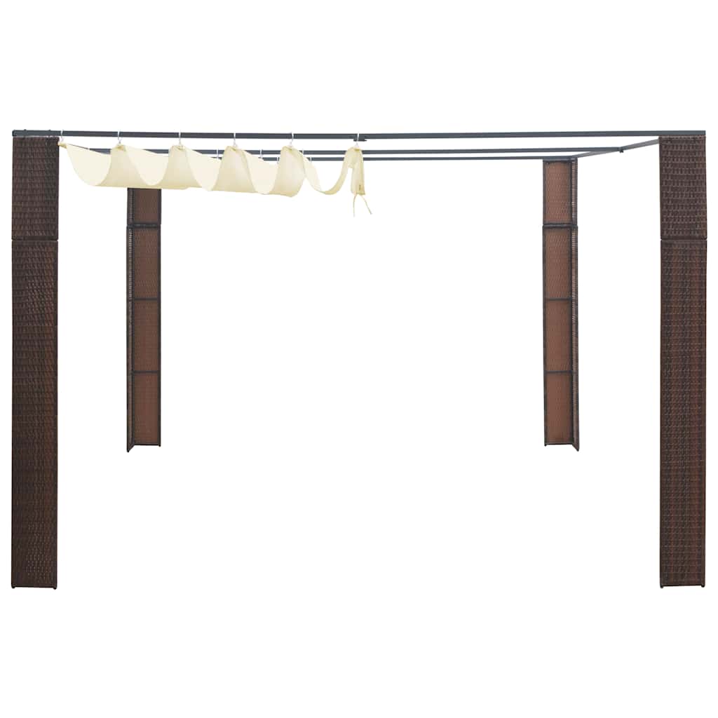 vidaXL Pavillon mit Dach Poly Rattan 300x300x220 cm Braun und Creme