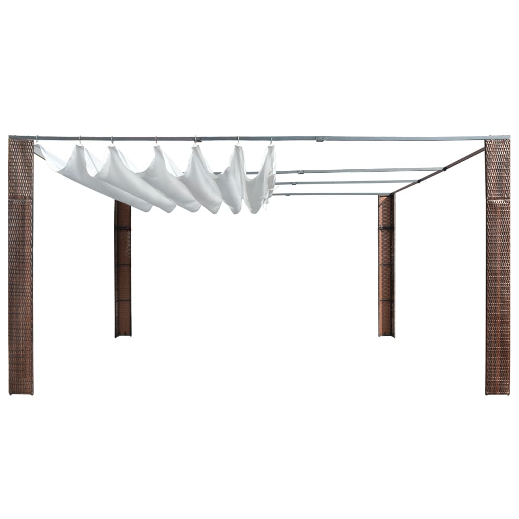vidaXL Pavillon mit Dach Poly Rattan 300x300x220 cm Braun und Creme