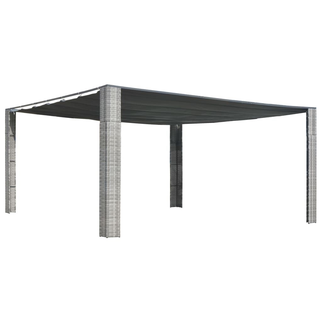 vidaXL Pavillon mit Schiebedach Poly Rattan 400x400x200 cm Grau